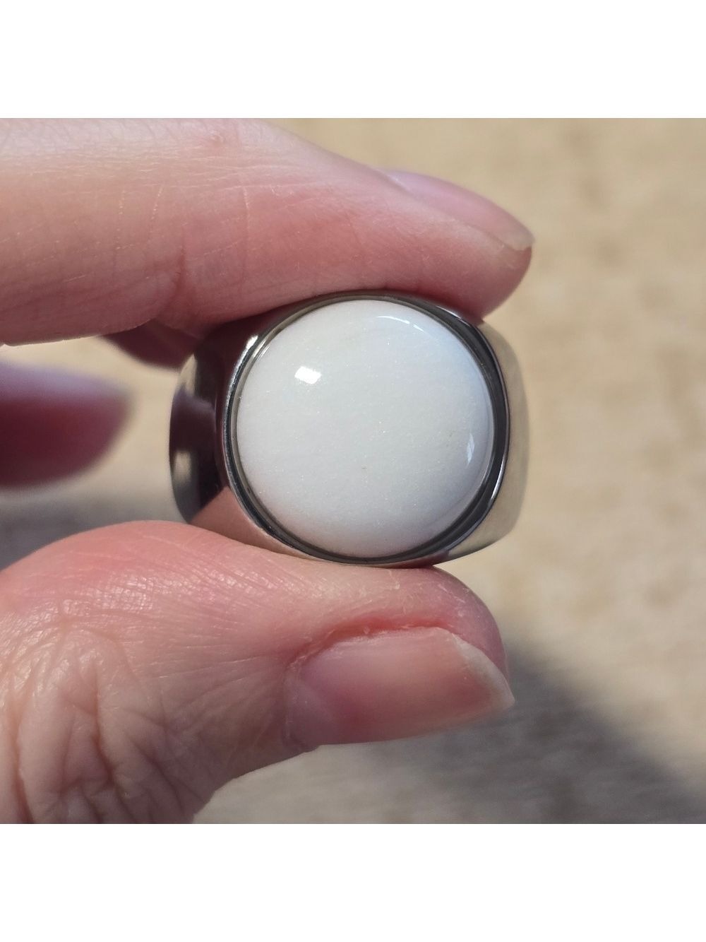 Silver Ring with White Stone
